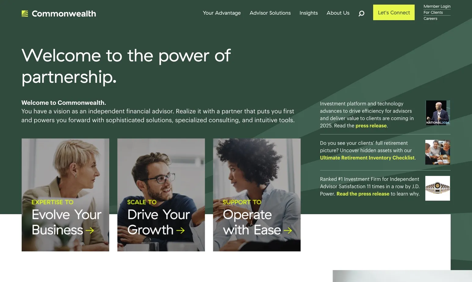 Website screenshot for Commonwealth Financial