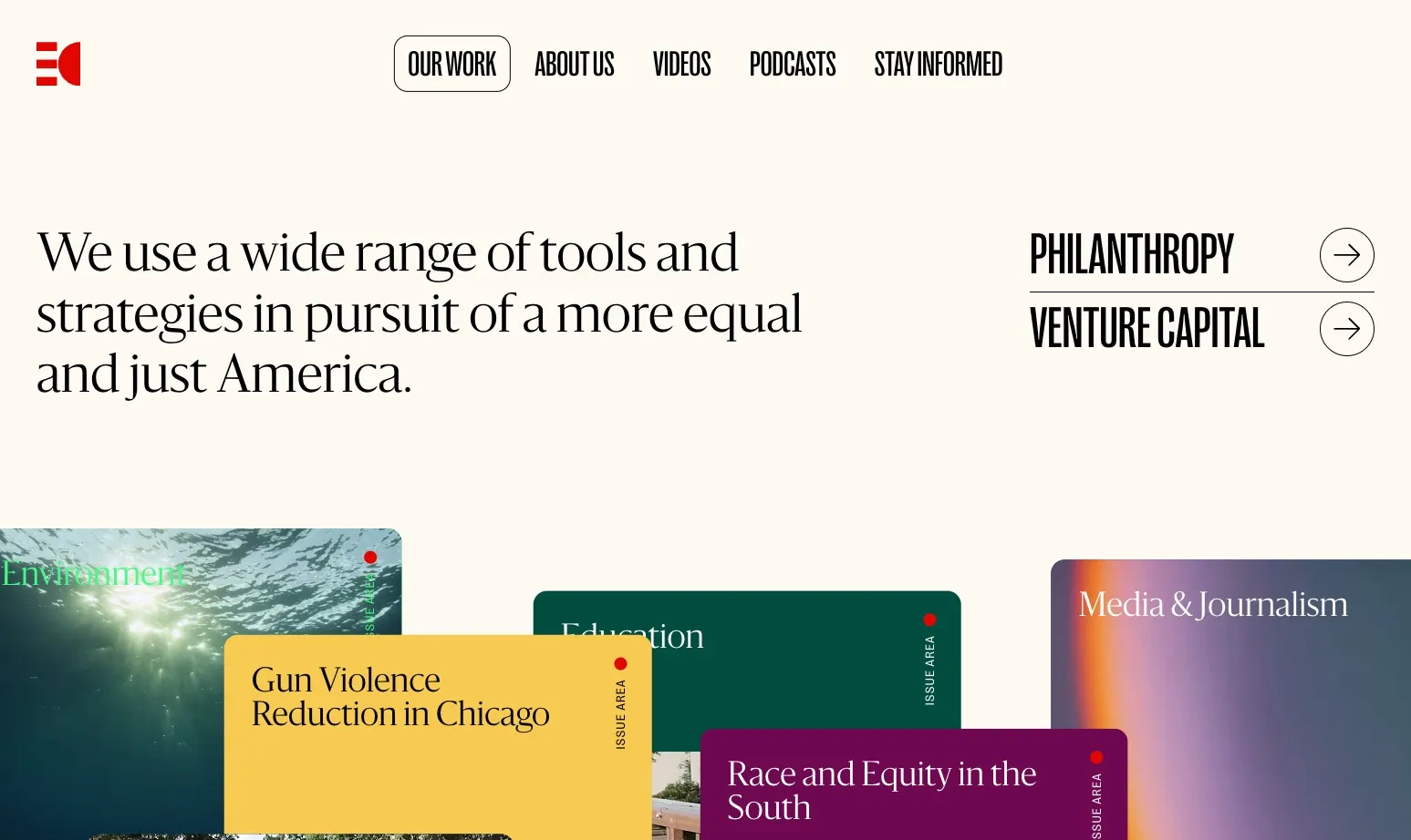 Website screenshot for Emerson Collective