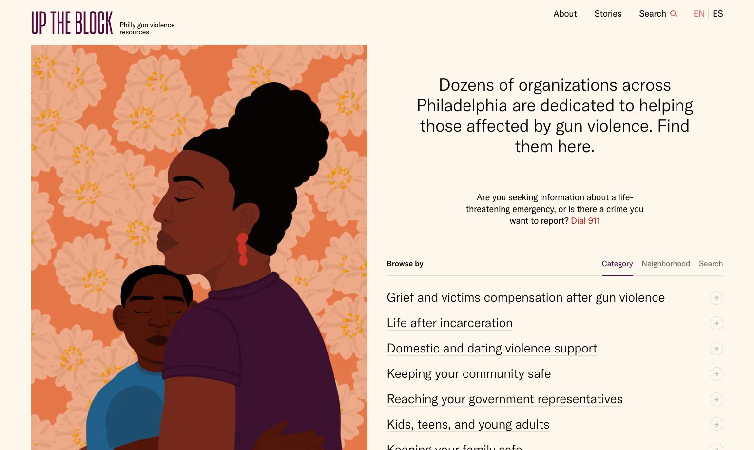 Website screenshot for The Trace: Up the Block
